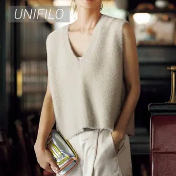 UNIFILO 워셔블 퍼 샤기 니트 베스트 M 사이즈