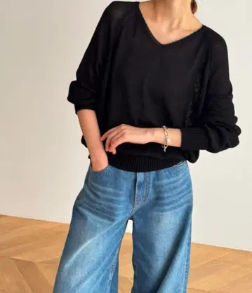 CANALJEAN El mar 래글런 썸머 V 니트