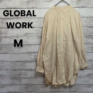 [글로벌 워크] 노카라 튜닉 (M) 7부 소매 베이지 루즈핏