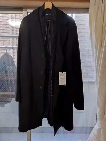 ZARA 블랙 체스터 코트 XL