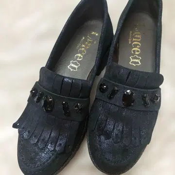 Lince 천연 가죽 로퍼 프린지 비쥬 네이비 23~23.5cm