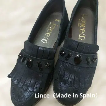 Lince 천연 가죽 로퍼 프린지 비쥬 네이비 23~23.5cm