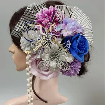 [ 럭셔리 ] 머리 장식 비녀 성인식 졸업식 결혼식 실버 보라색 파랑 튤