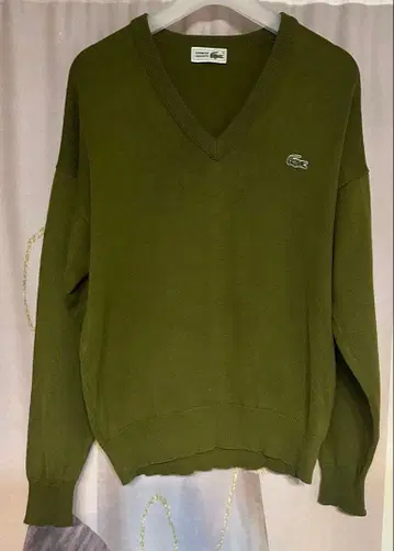 CHEMISE LACOSTE 케미스라코스테 80s 면 V넥 니트