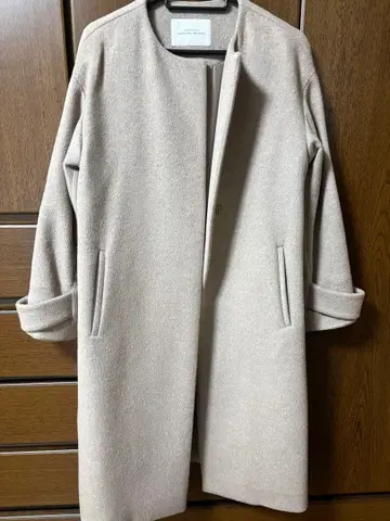 green label relaxing 베이지 노카라 코트 34