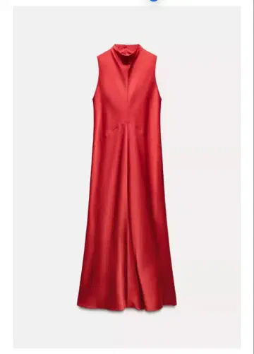 ZARA ZW COLLECTION 새틴 슬리브리스 롱 원피스 빨간색