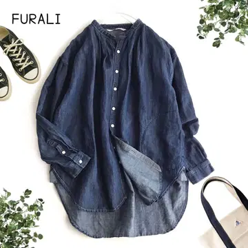 @ [ 2 ] FURALI 플랄리 긴팔 밴드 카라 데님 셔츠