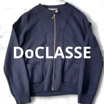 DoCLASSE 집업 니트 블루종 네이비 울 혼방