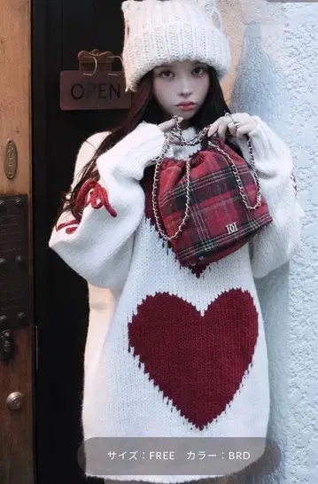 darich 하트 로고 로우게이지 니트 튜닉