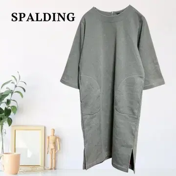 zB991 [ M ] SPALDING 리브 트리밍 원피스 코쿤 실루엣