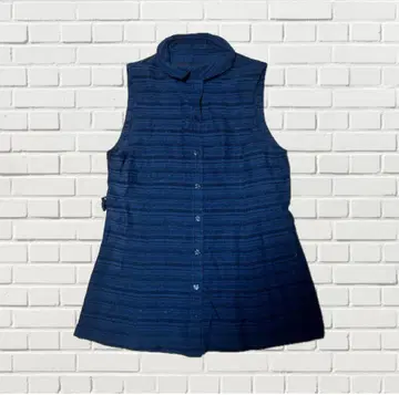 00년대 빈티지 블랙 스트라이프 슬리브리스 셔츠