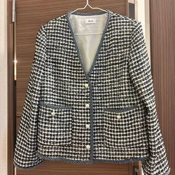 d'zzit 체크 무늬 트위드 자켓