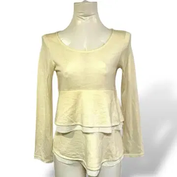 아이씨비 iCB 울 100% 프릴 블라우스 베이지 계열 고급 페미닌 S