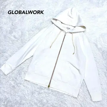 [글로벌 워크] 집업 후드티 화이트 M 심플 코튼 혼방 가을/겨울에