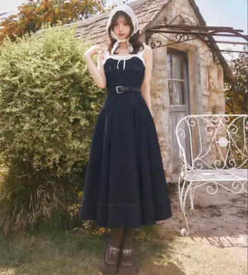 다리치 도킹 데님 미디 원피스 사이즈 FL 택 포함 새상품