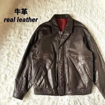 A2 자켓 소가죽 천연 가죽 가죽 자켓 브라운 LL 빨간색 안감 플라이트