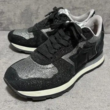 새상품급 아틀란틱 스타스 가죽 스니커즈 글리터 블랙 2095