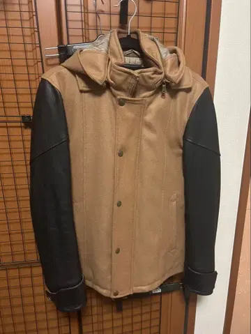 울 가죽 콤비 자켓