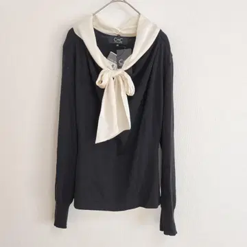 COUP DE CHANCE 세일러 카라 니트 38 블랙 고급 리본 디자인