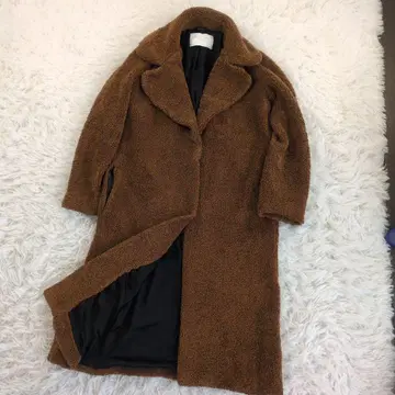 ZARA 테디베어 코트 보아 코트 롱 기장 여배우 옷깃 카멜 브라운 S