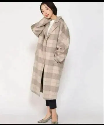 바나나리퍼블릭 리버서블 그레이지 계열 체크 무늬 롱 코트