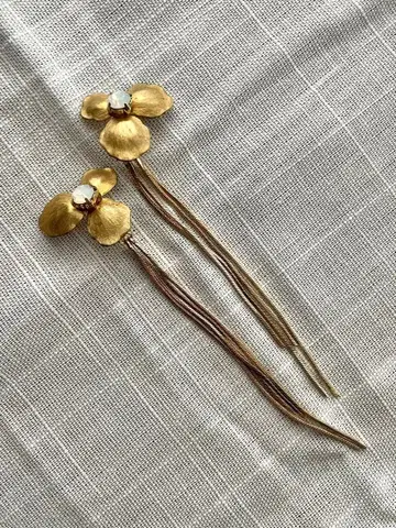 [새상품급] 웨딩 브라이덜 귀걸이 꽃 골드