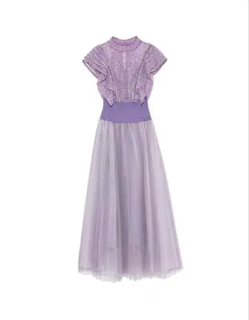 SNIDEL 레이스 x 튤 도킹 원피스 라벤더