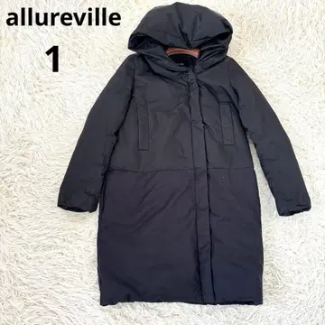 알아바일 allureville 절개 후드 부착 다운 코트 블랙 S