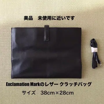 Exclamation Mark 가죽 클러치백 블랙 지퍼 포함