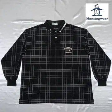 [ Munsingwear ] 먼싱웨어의 자수 로고 포함 긴팔 피케 셔츠