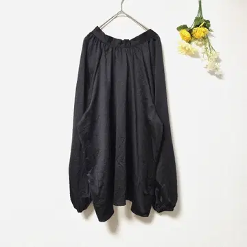 새상품급 [ OFALO ] 튜닉 블라우스 긴팔 리본 포함 블랙 (M)