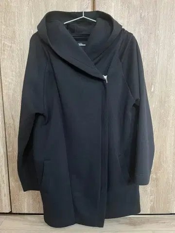 AZUL by moussy 블랙 후드 부착 롱 후드티 XL