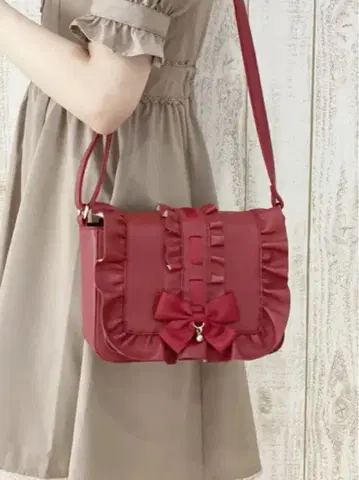 LODISPOTTO 프릴 리본 포함 빨간색 숄더백 양산형 지뢰계