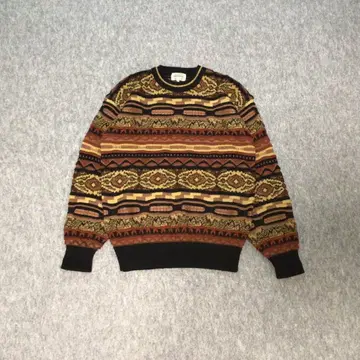 90s 빈티지 니트 올 패턴 스웨터 멀티 컬러 울 한국제 레트로