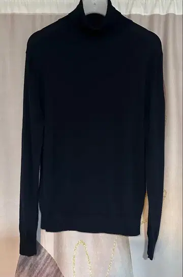 폴스미스 하이 게이지 로고 자수 울 터틀넥 니트 네이비