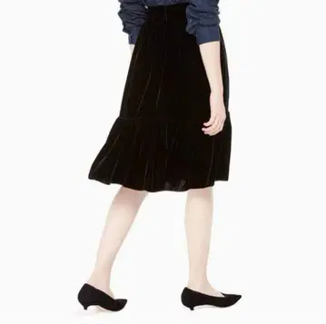 케이트 스페이드 블랙 벨벳 플리츠 스커트