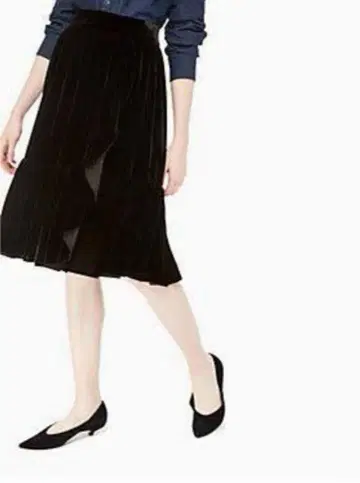 케이트 스페이드 블랙 벨벳 플리츠 스커트