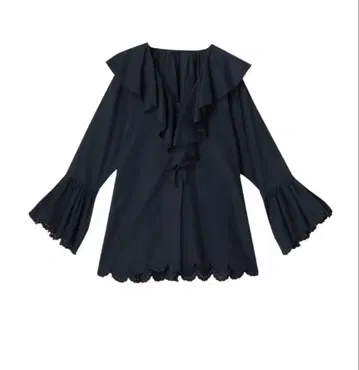 ETRE TOKYO 네이비 프릴 셔츠