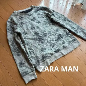 ZARA MAN 꽃무늬 그레이 얇은 소재 긴팔 트레이닝복
