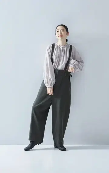이번 시즌 아틀리에 나루세 카츠라기 코튼 린넨 서스펜더 팬츠