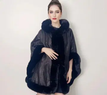 퍼 후드 판초 블랙 블랙