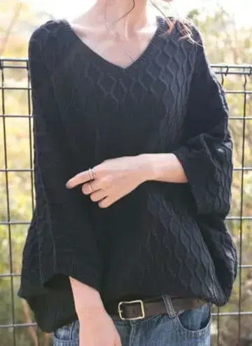 안티카 미사용 블랙 빅 니트