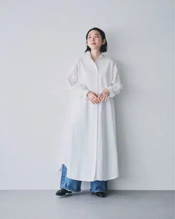 북유럽,  화이트 셔츠 원피스 T 사이즈