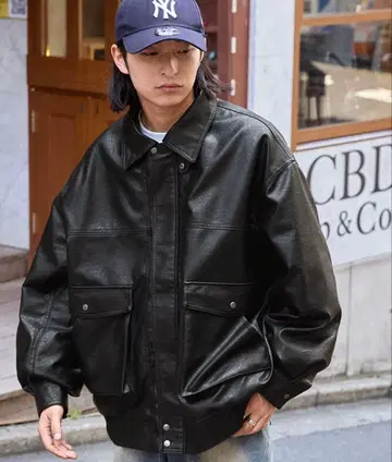 MONO-MART 페이크 가죽 자켓 블루종 M 사이즈