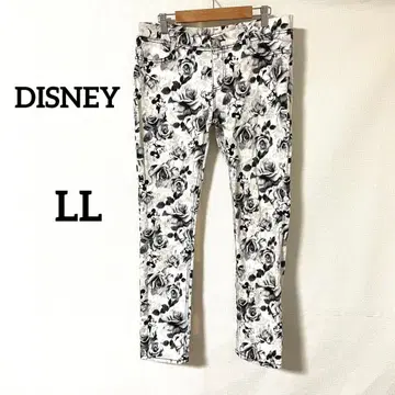 [ 디즈니 ] 스키니 팬츠 LL 화이트 블랙 면 꽃무늬 미니 마우스 빅
