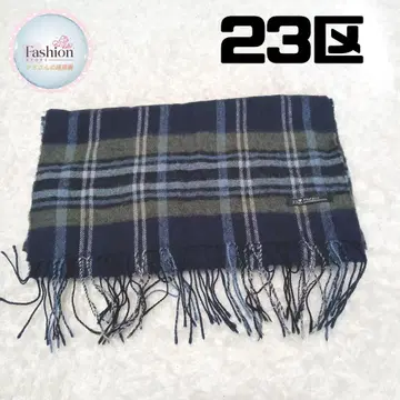 23구 일본제 체크 울 100% 머플러 스톨 네이비 다크 네이비