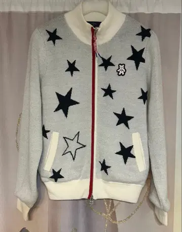 캘러웨이 BEAR 곰 스타 더블 집업 니트 블루종