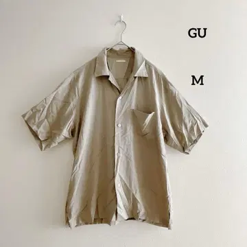 GU 반팔 셔츠 베이지 M 남성용 루즈핏
