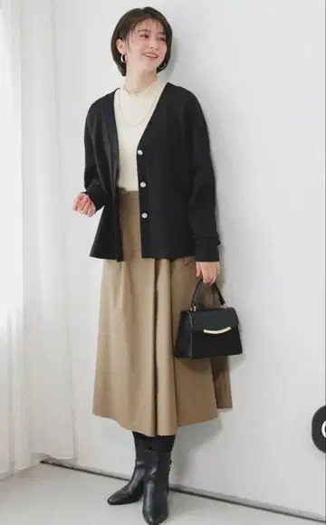 any sis 베이지 플레어 스커트 허리 벨트 포함