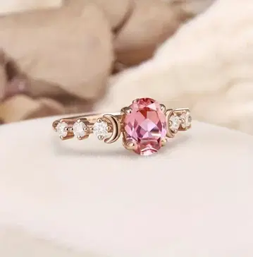 FJ 고품질 큐빅 지르코니아 반지 로즈 핑크
